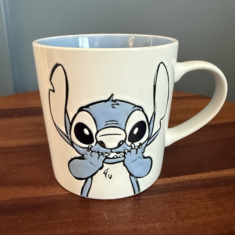 Disney Stitch Mug 16 oz Large‎ Coffee Cup Blue White Lilo & Stitch
